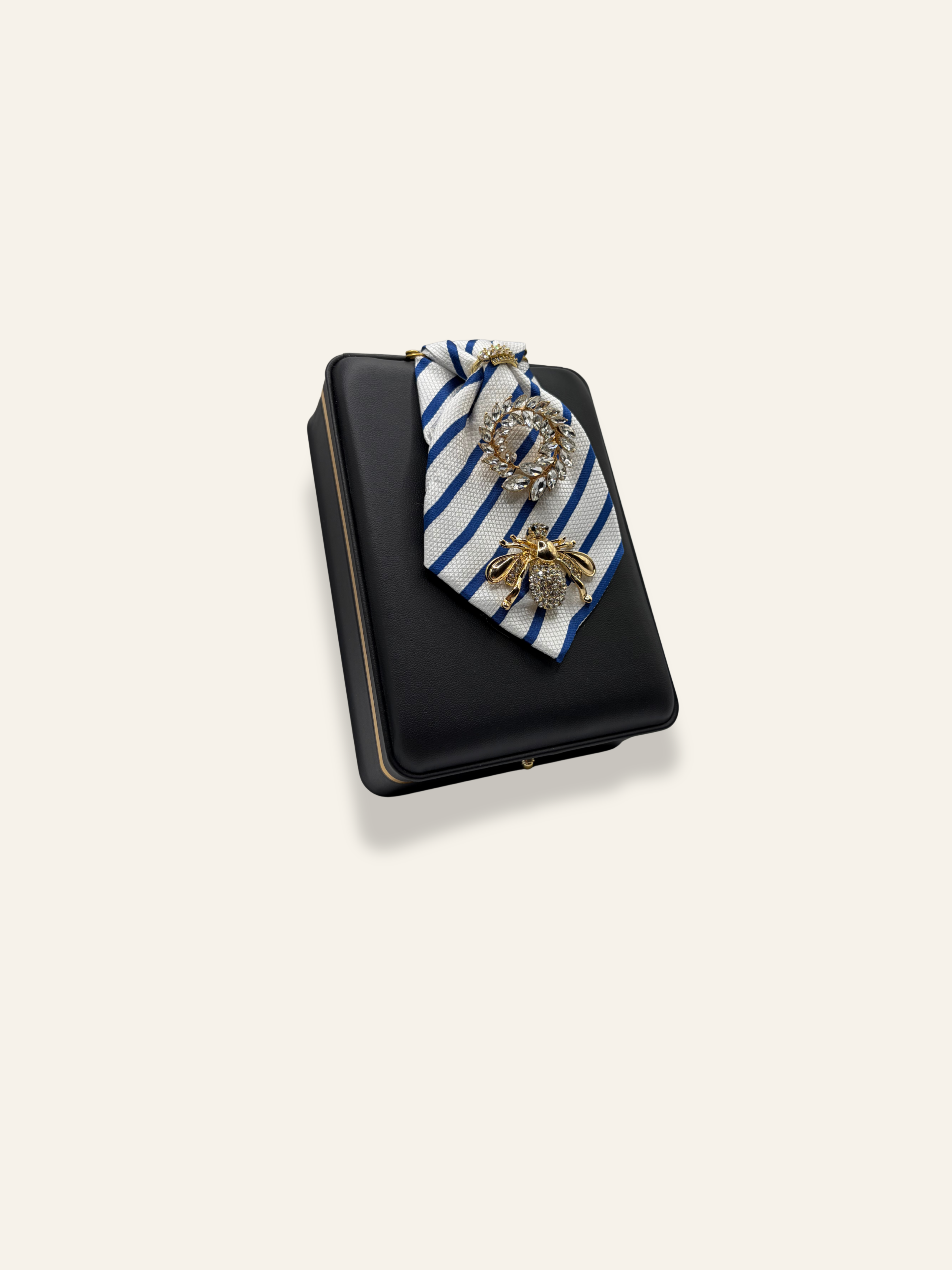 La Grande White Striped Brooch