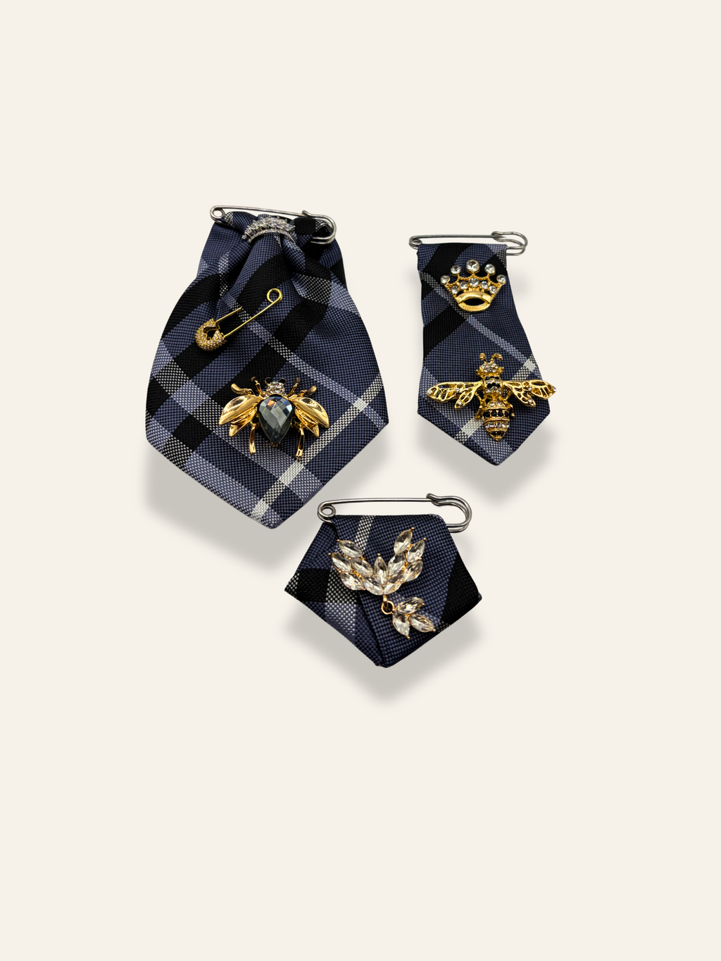 La Moyenne Grey Check Brooch