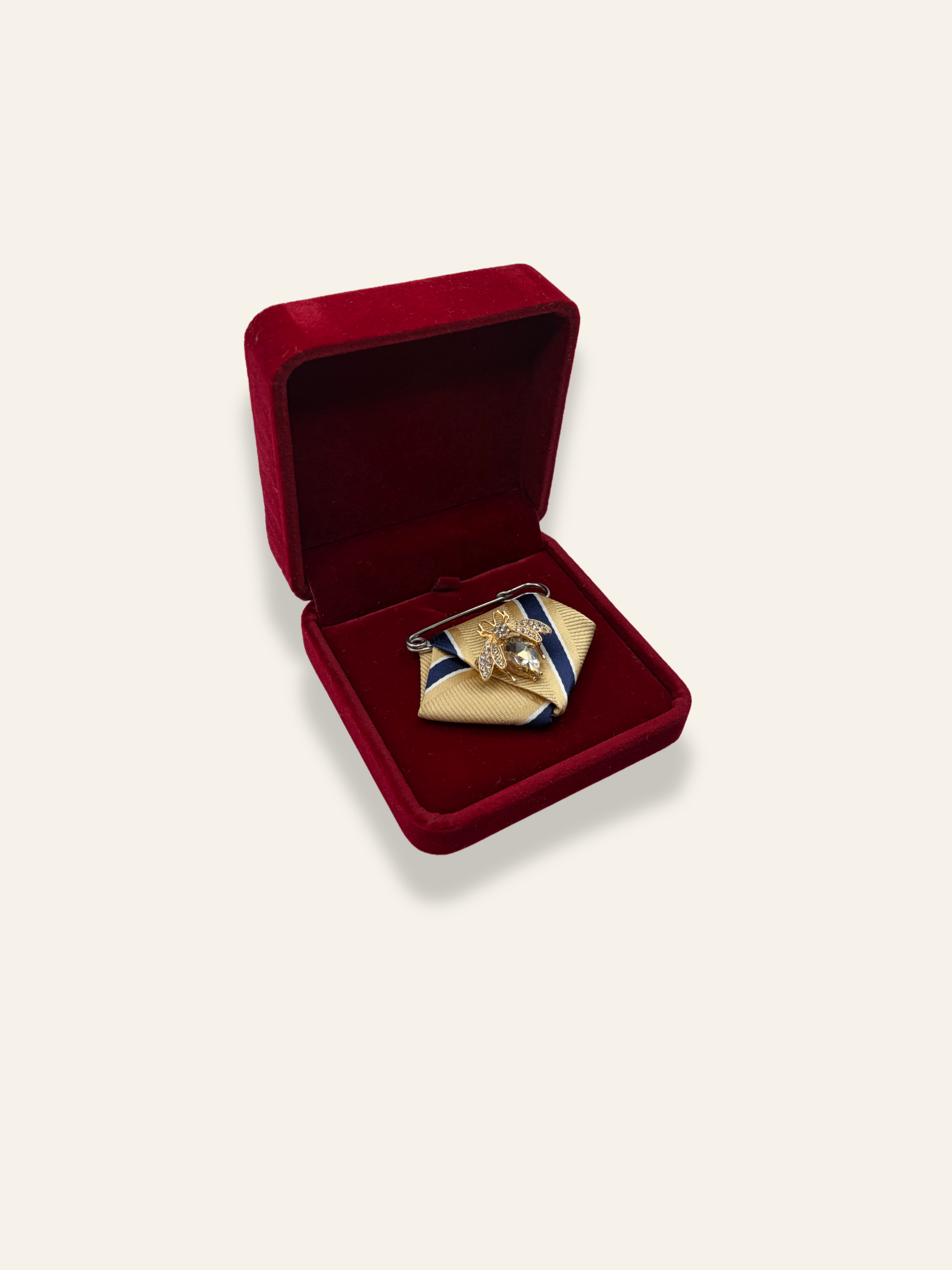 La Petite Ivory & Blue Striped Brooch