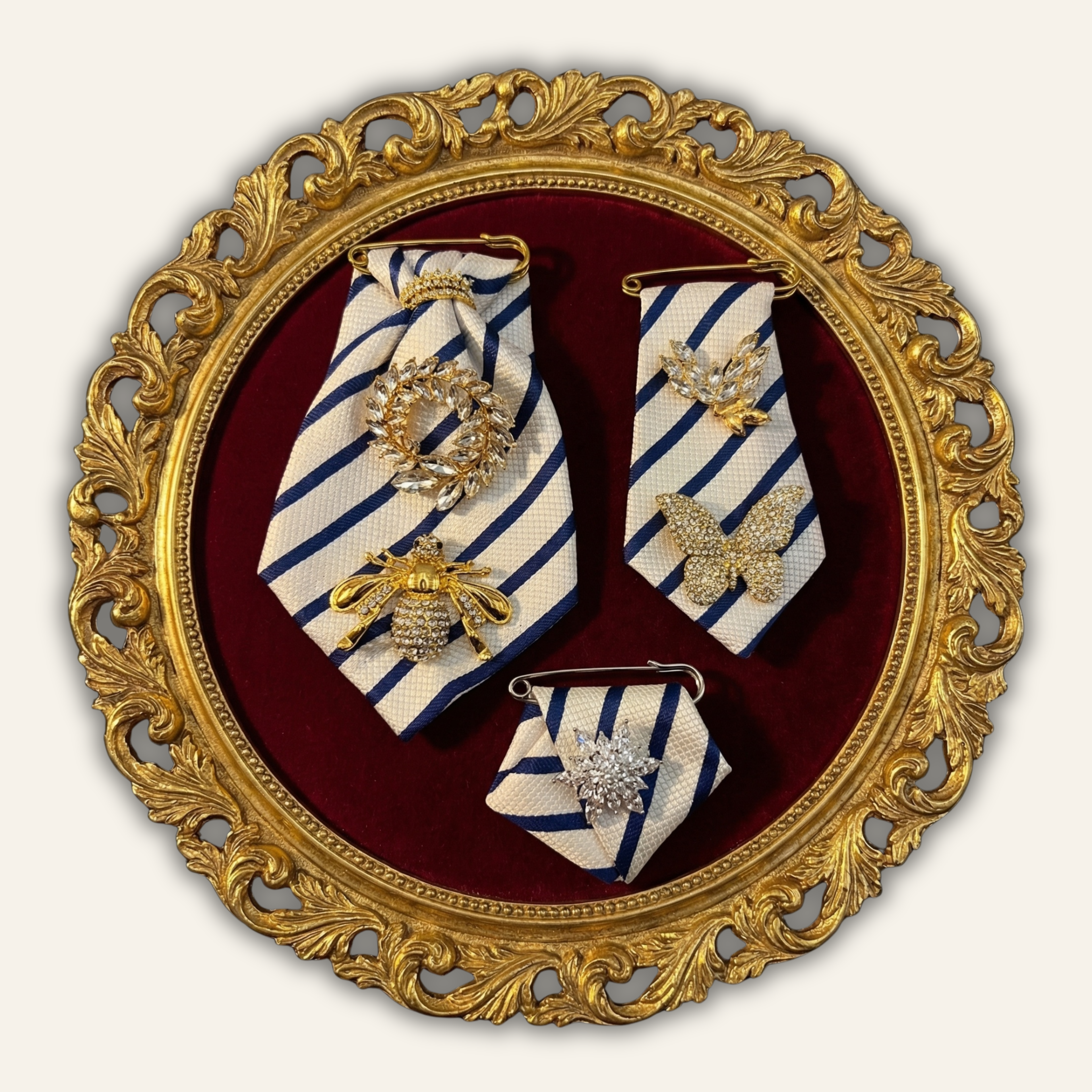 White Striped Brooch Trilogie