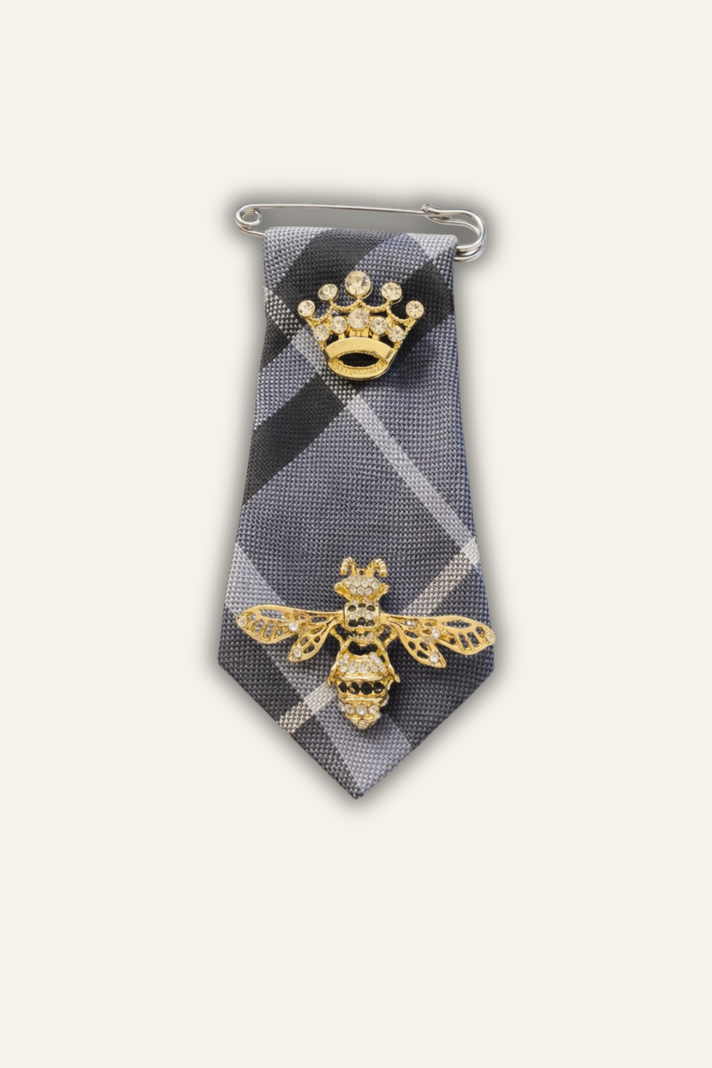 La Moyenne Grey Check Brooch