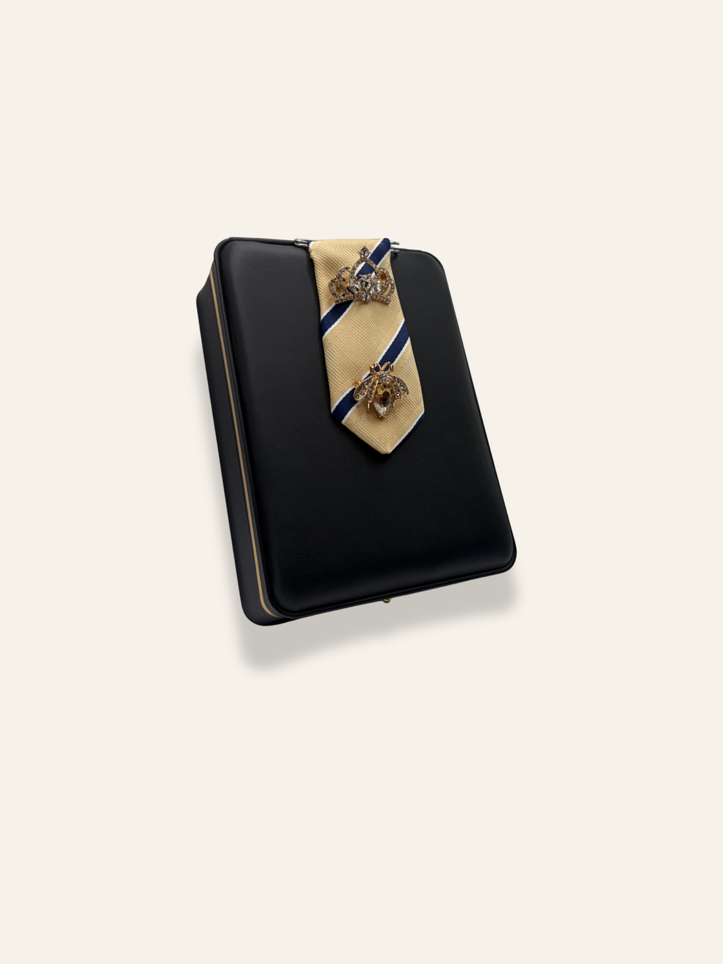 La Moyenne Ivory & Blue Striped Brooch