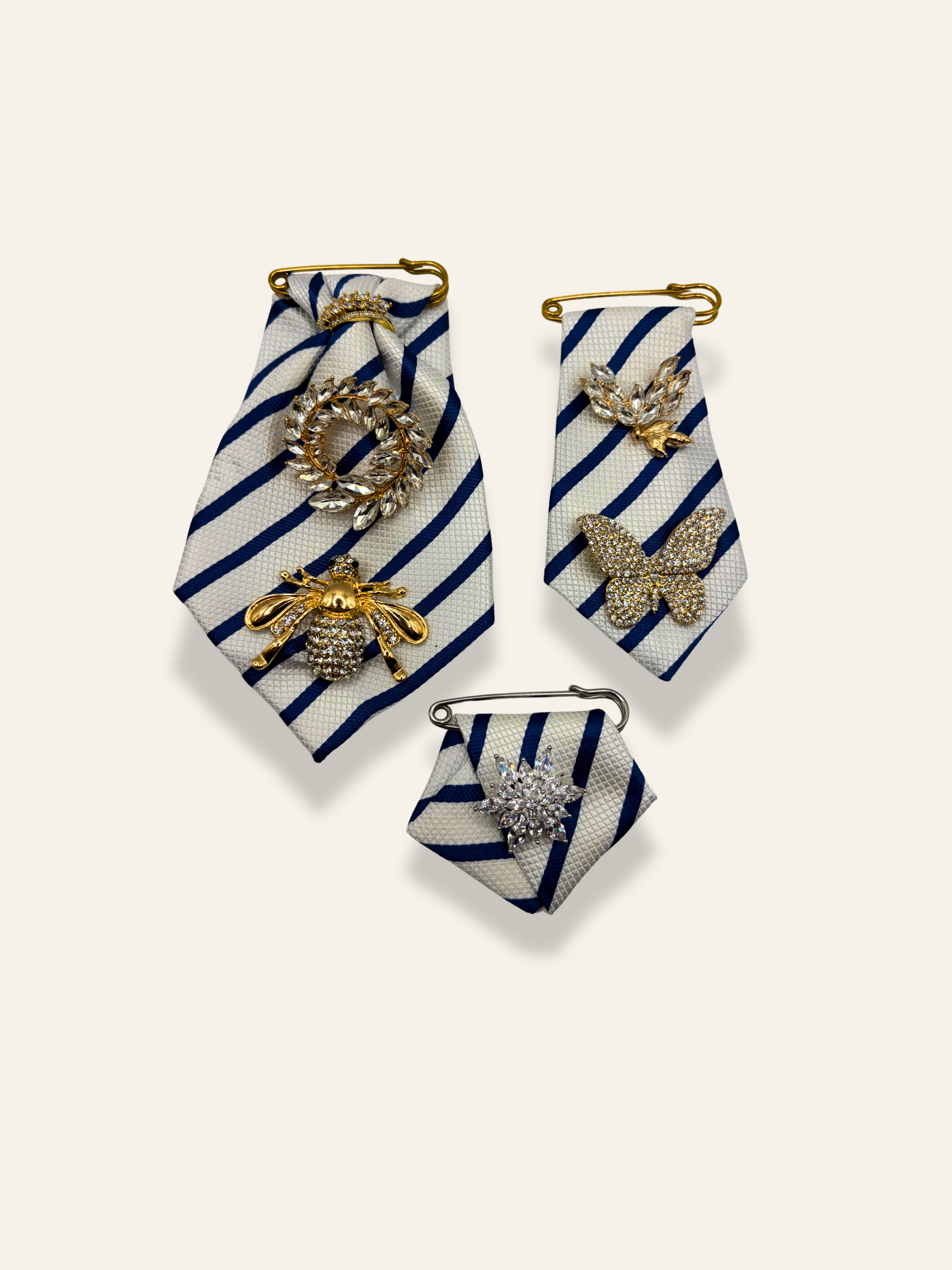 White Striped Brooch Trilogie