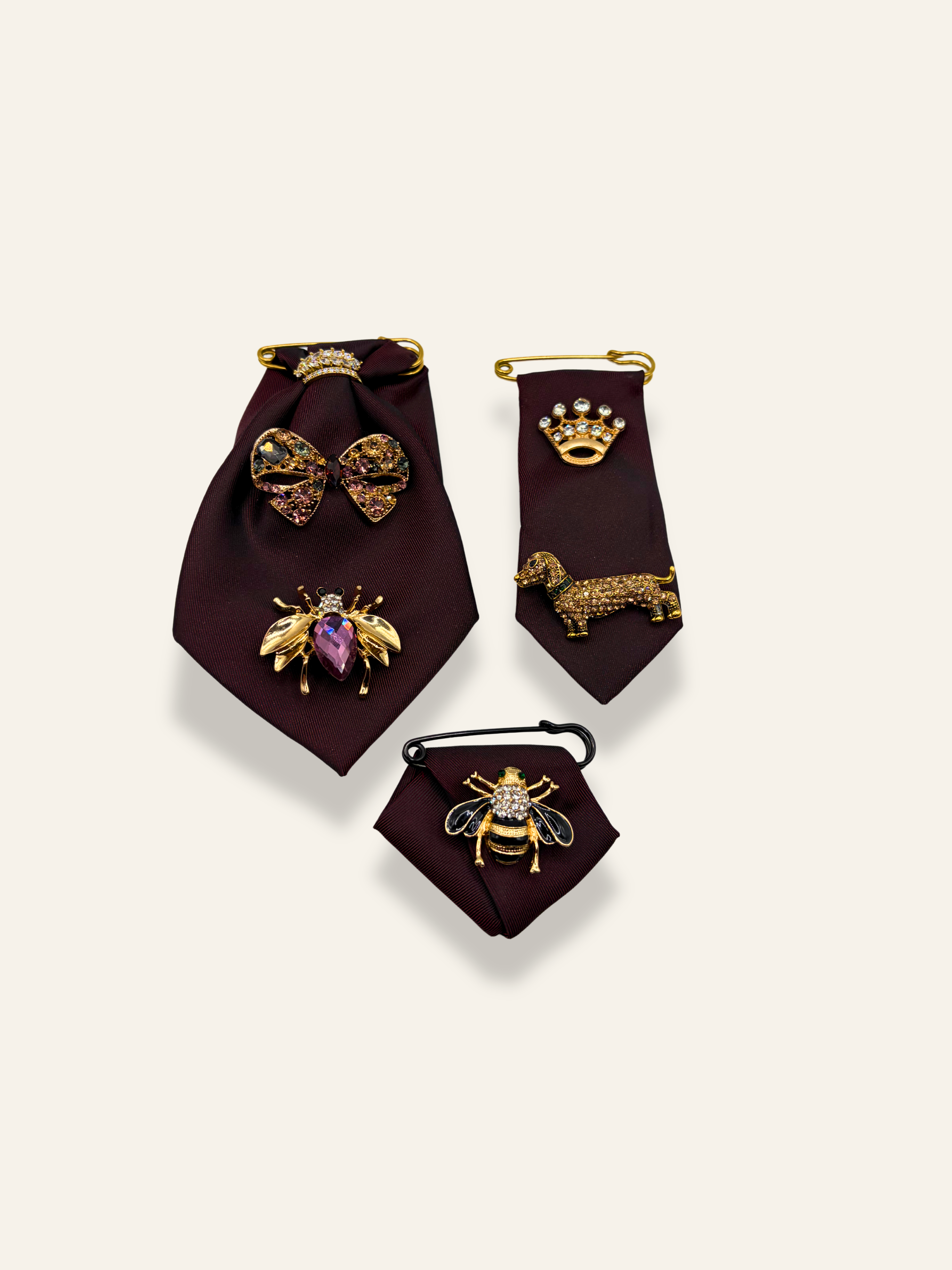 La Moyenne Burgundy Brooch