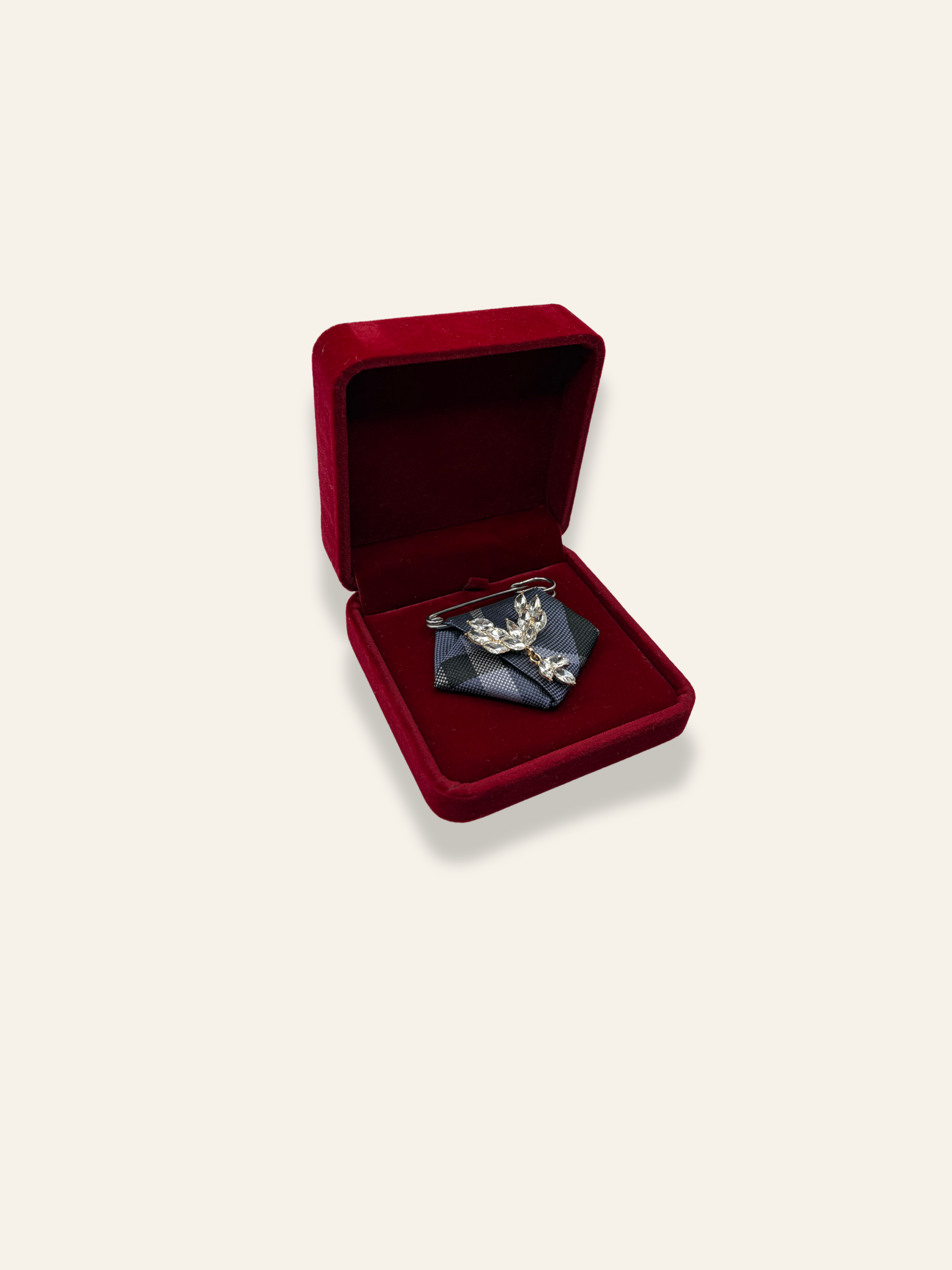 La Petite Grey Check Brooch