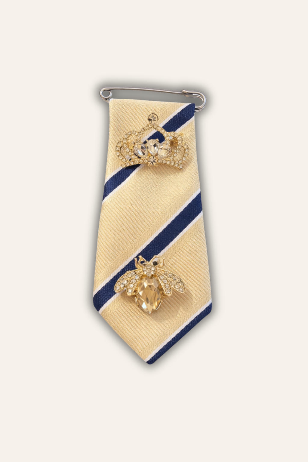 La Moyenne Ivory & Blue Striped Brooch
