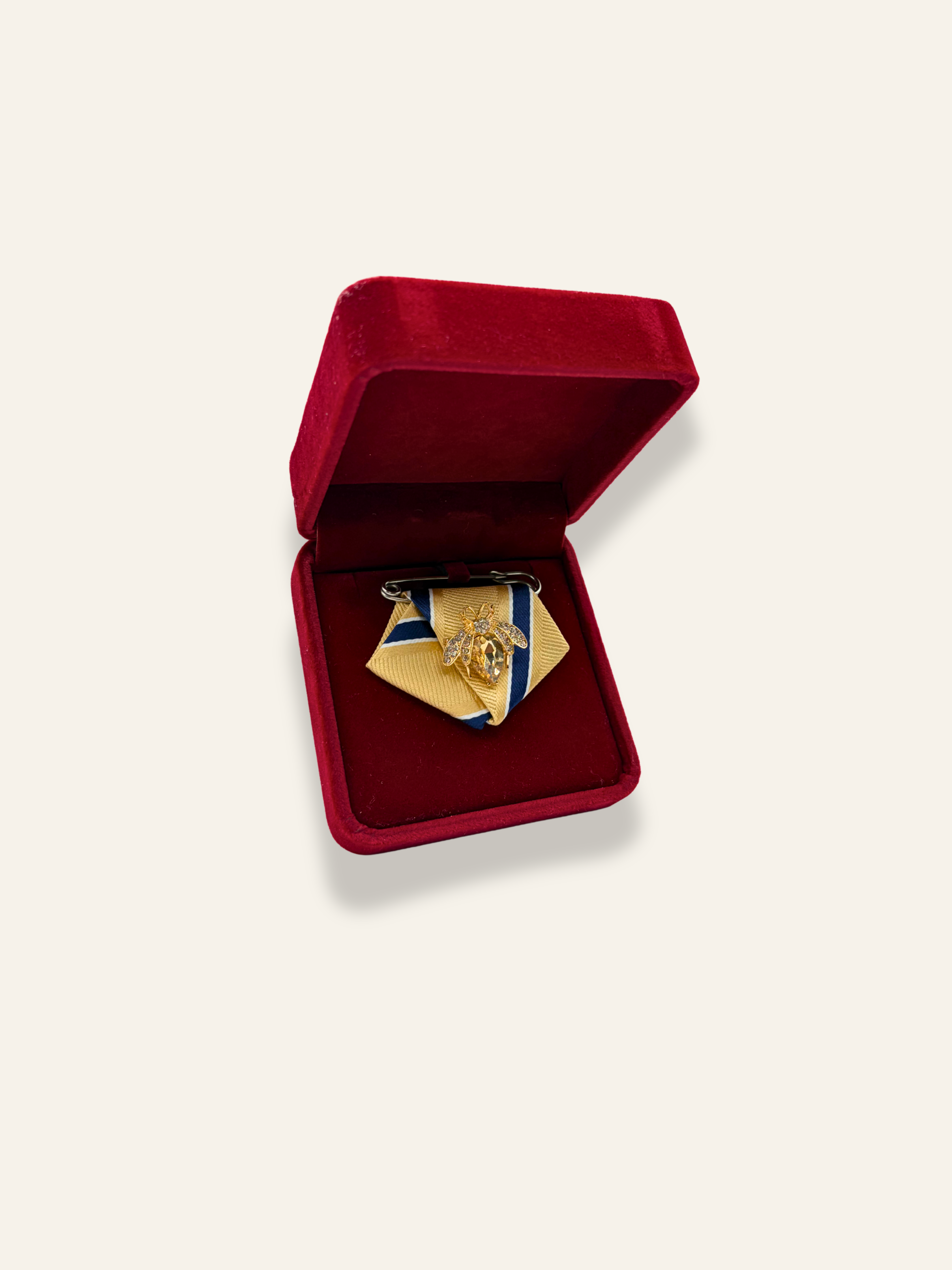 La Petite Ivory & Blue Striped Brooch