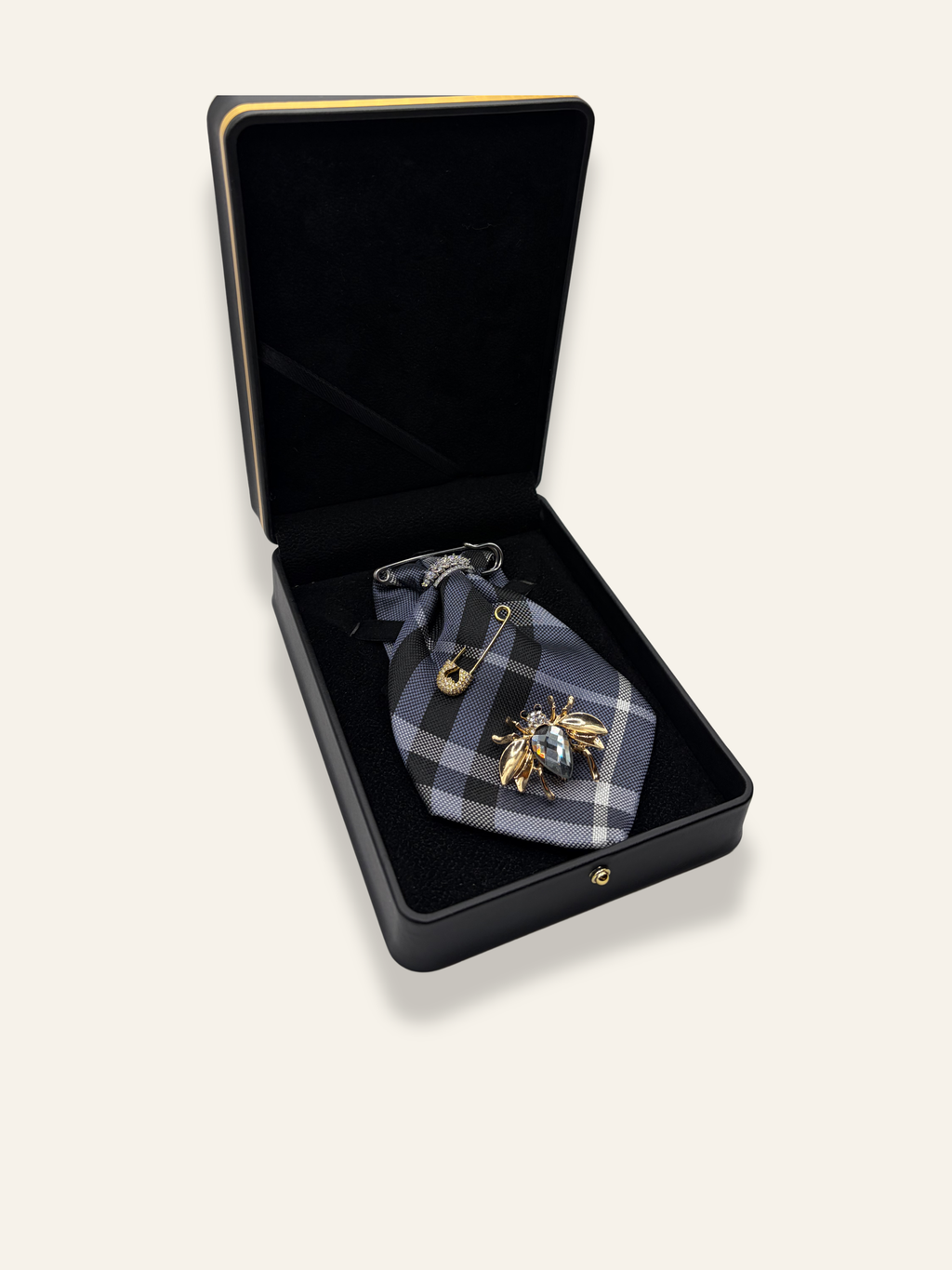 La Grande Grey Check Brooch