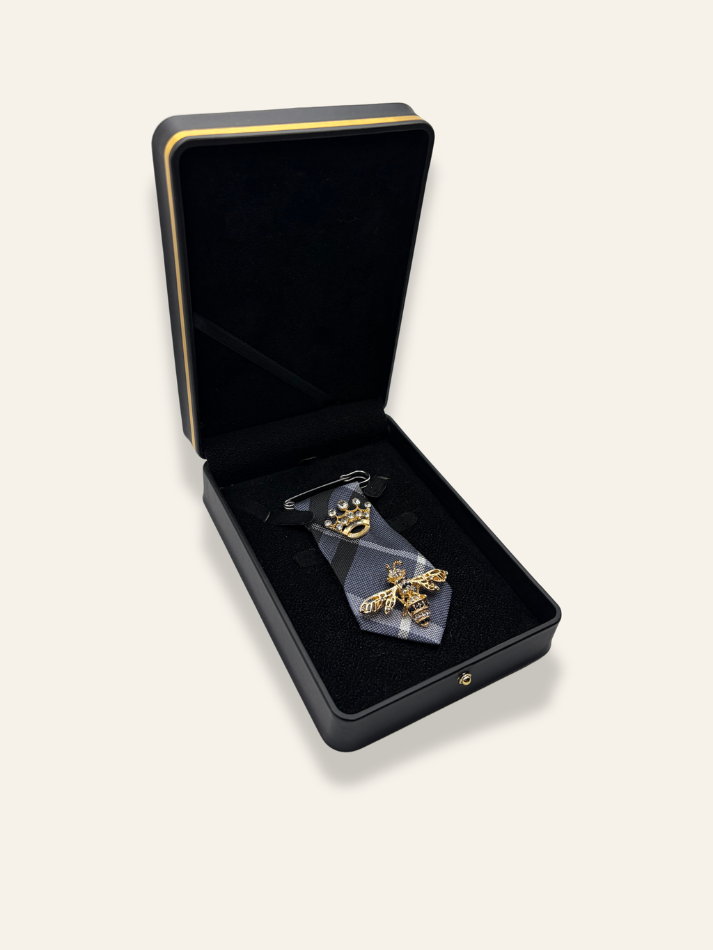 La Moyenne Grey Check Brooch