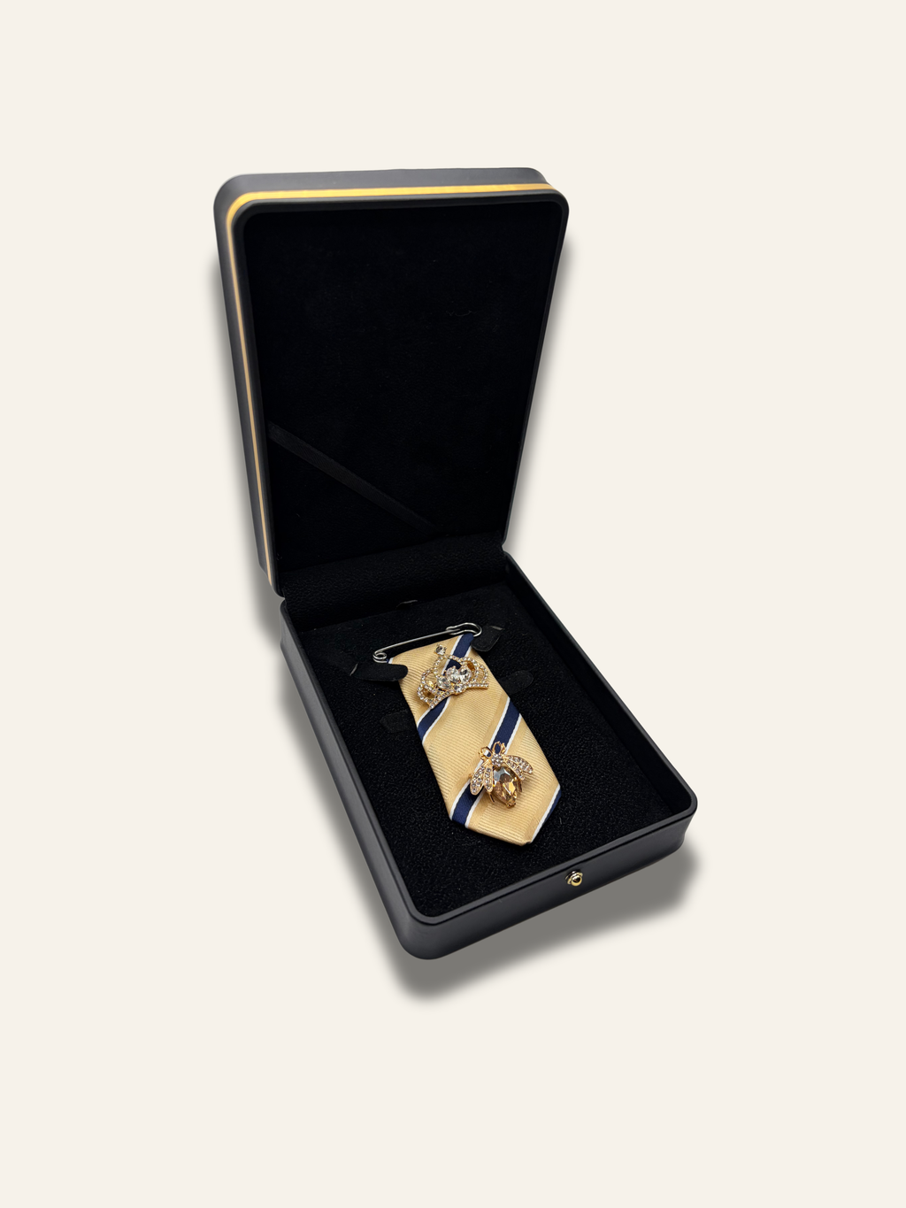 La Moyenne Ivory & Blue Striped Brooch